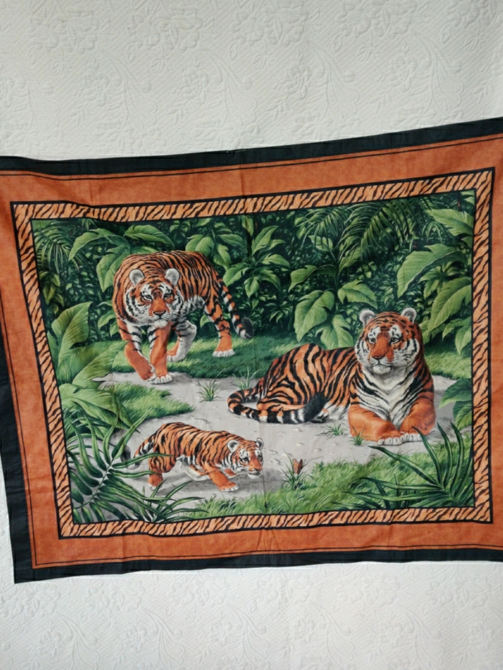 Cranston Print Works Co. Tiger Print Mural Fabric 41” X 32-1/2” Finished Edges